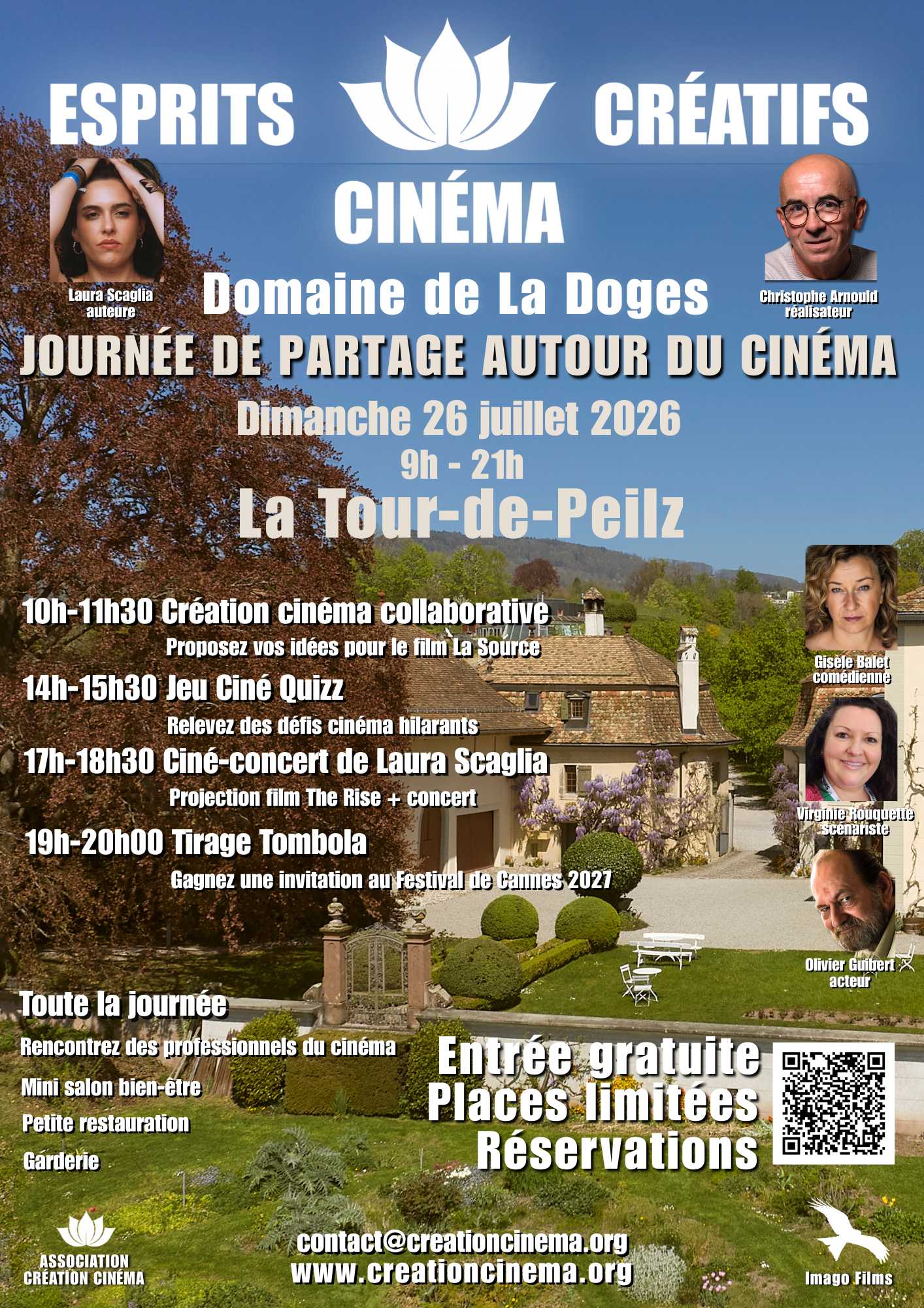 Affiche de la journée Esprits Créatifs Cinéma au Domaine de La Doges, dimanche 26 juillet 2026